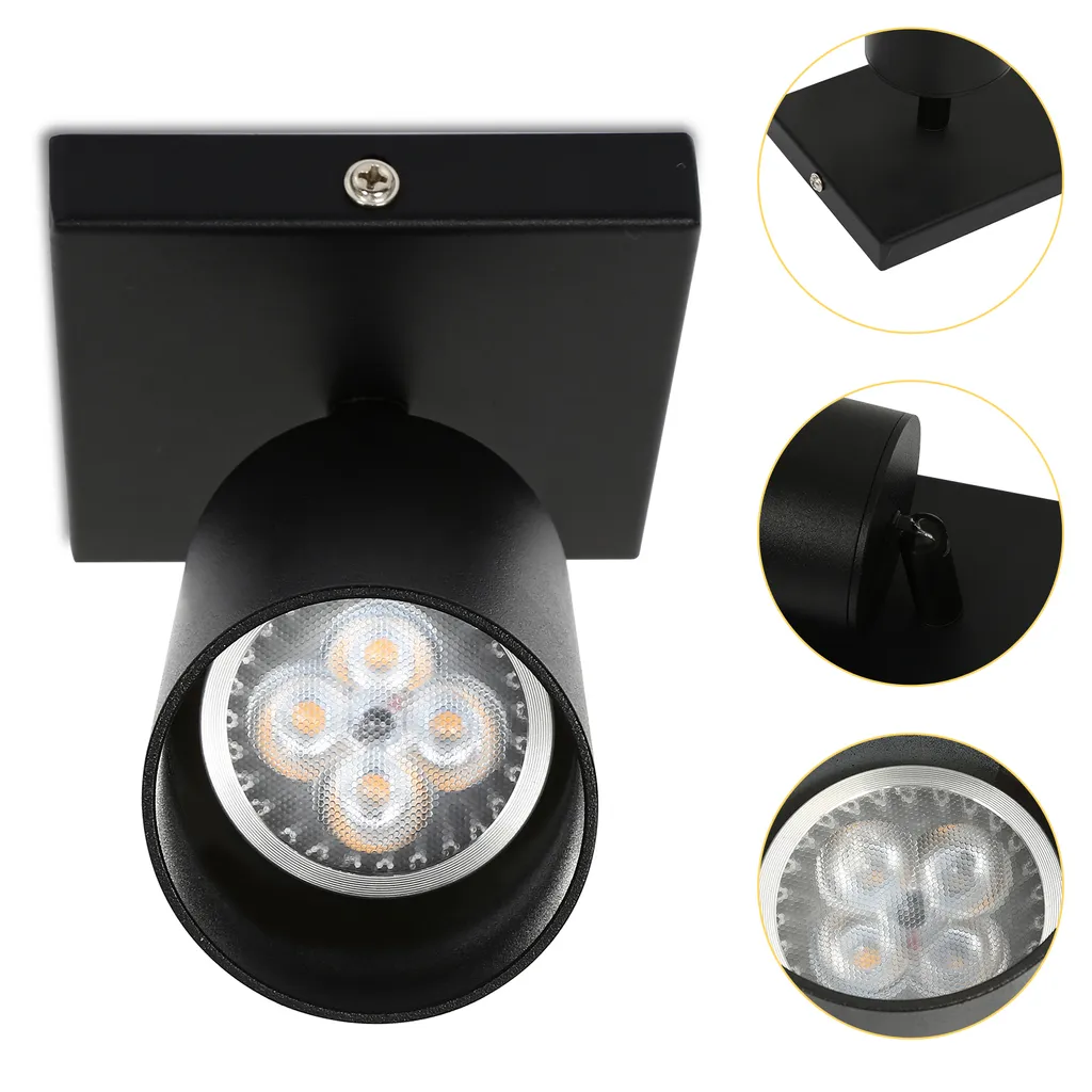 EINFEBEN Spot de plafond Noir 1 Flamme - GU10 LED 4W 3000K Réglable