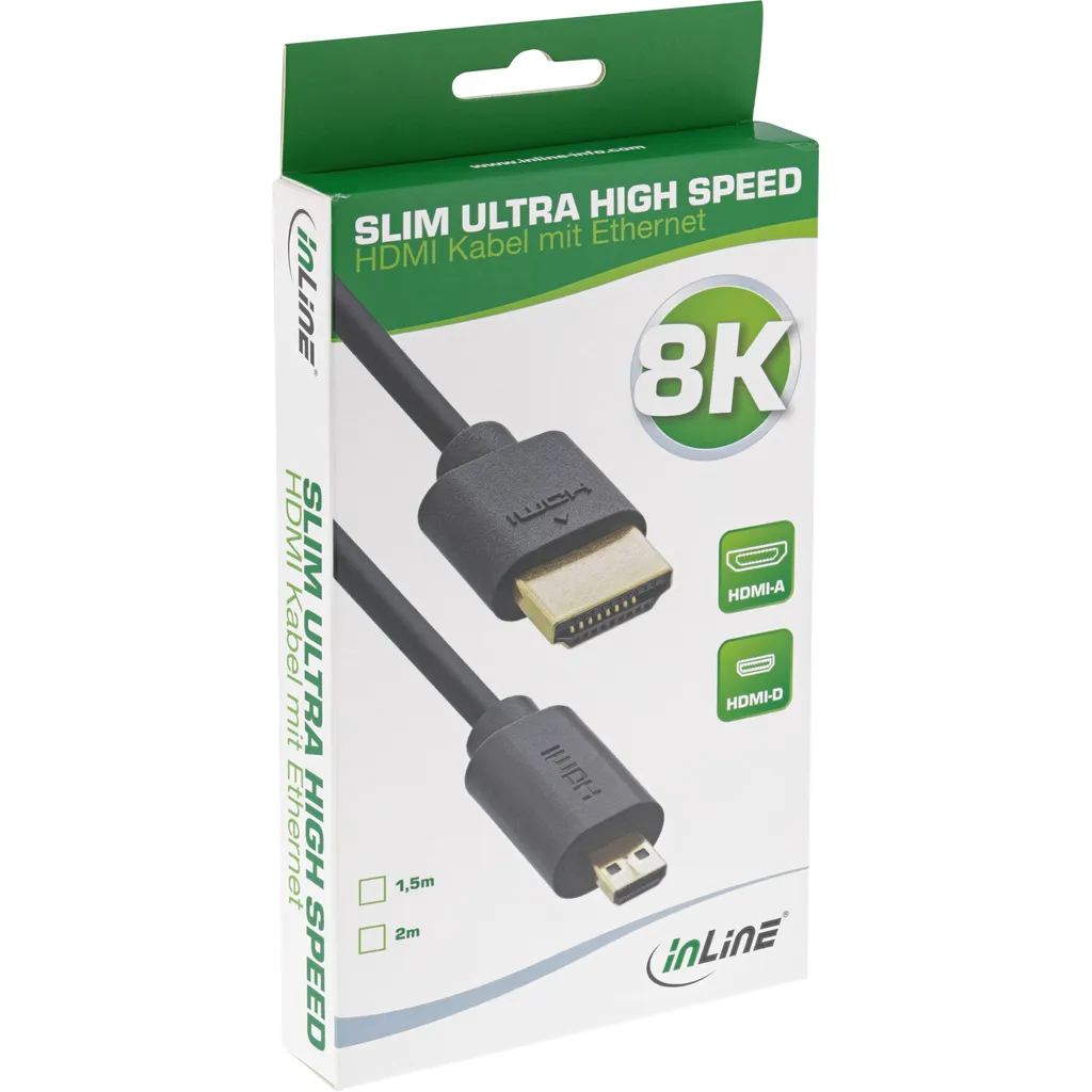 Câble HDMI 8K mâle vers micro HDMI mâle type D slim de 2 mètres - 2