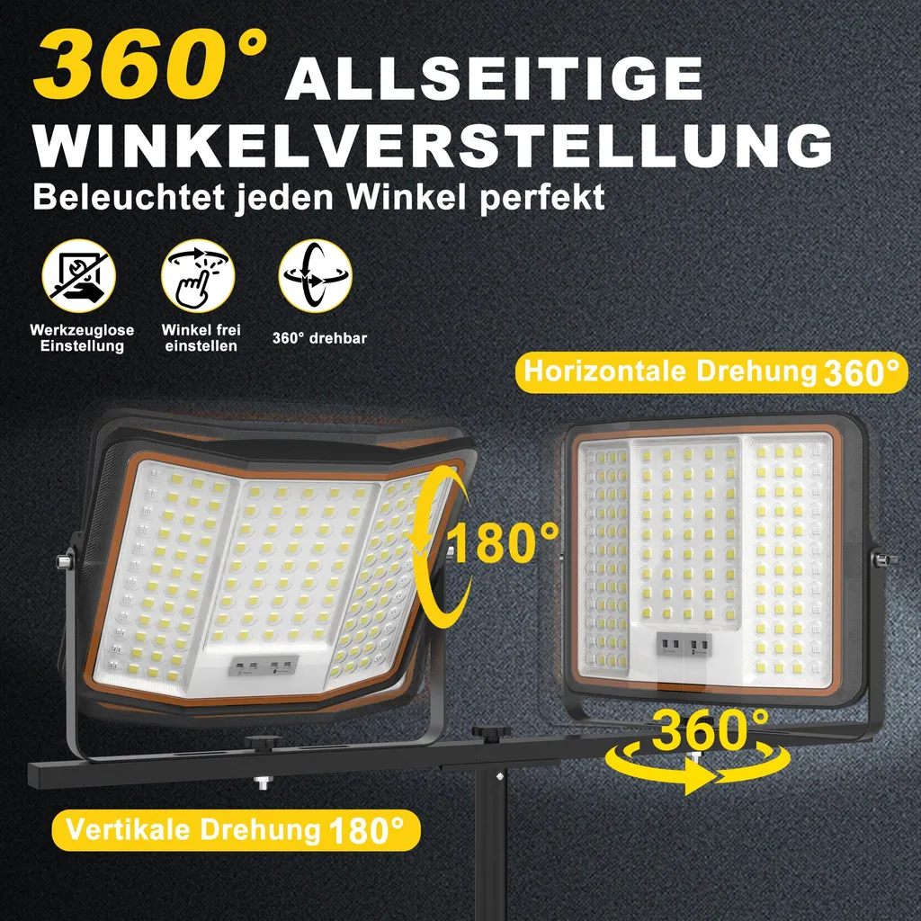 Projecteur LED pour travaux nocturnes UISEBRT 2x300W réglable et sans fil - 4
