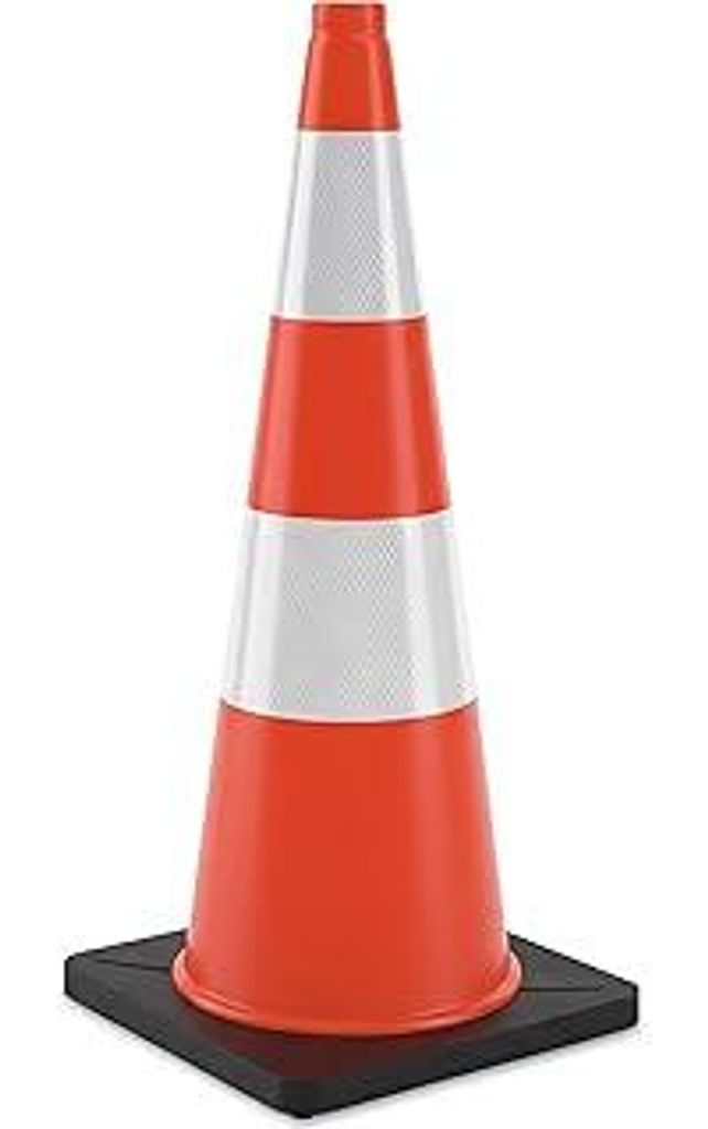 Leitkegel, 90 cm, Absperrkegel, hohe Sichtbarkeit, reflektierend, Pylon Baustelle, PVC & Gummi, orange/Silber