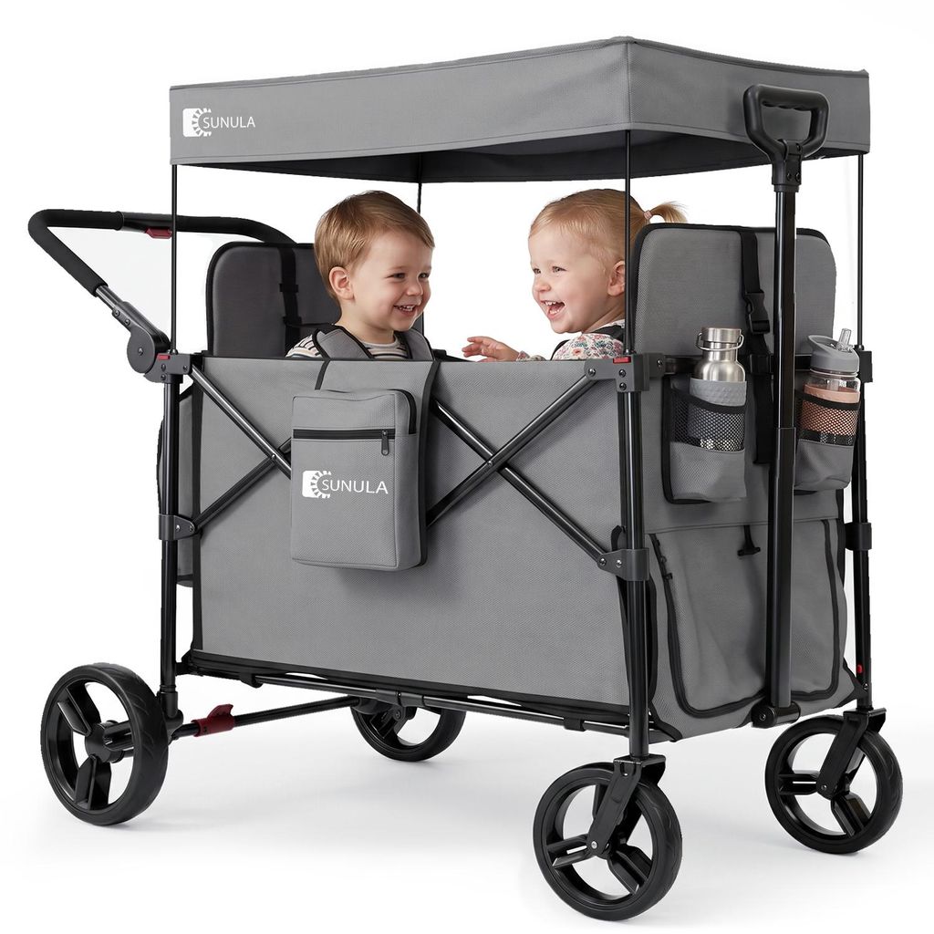 Sekey Faltbar Bollerwagen mit Dach, für 1 bis 2 Kinder, Produktbild 