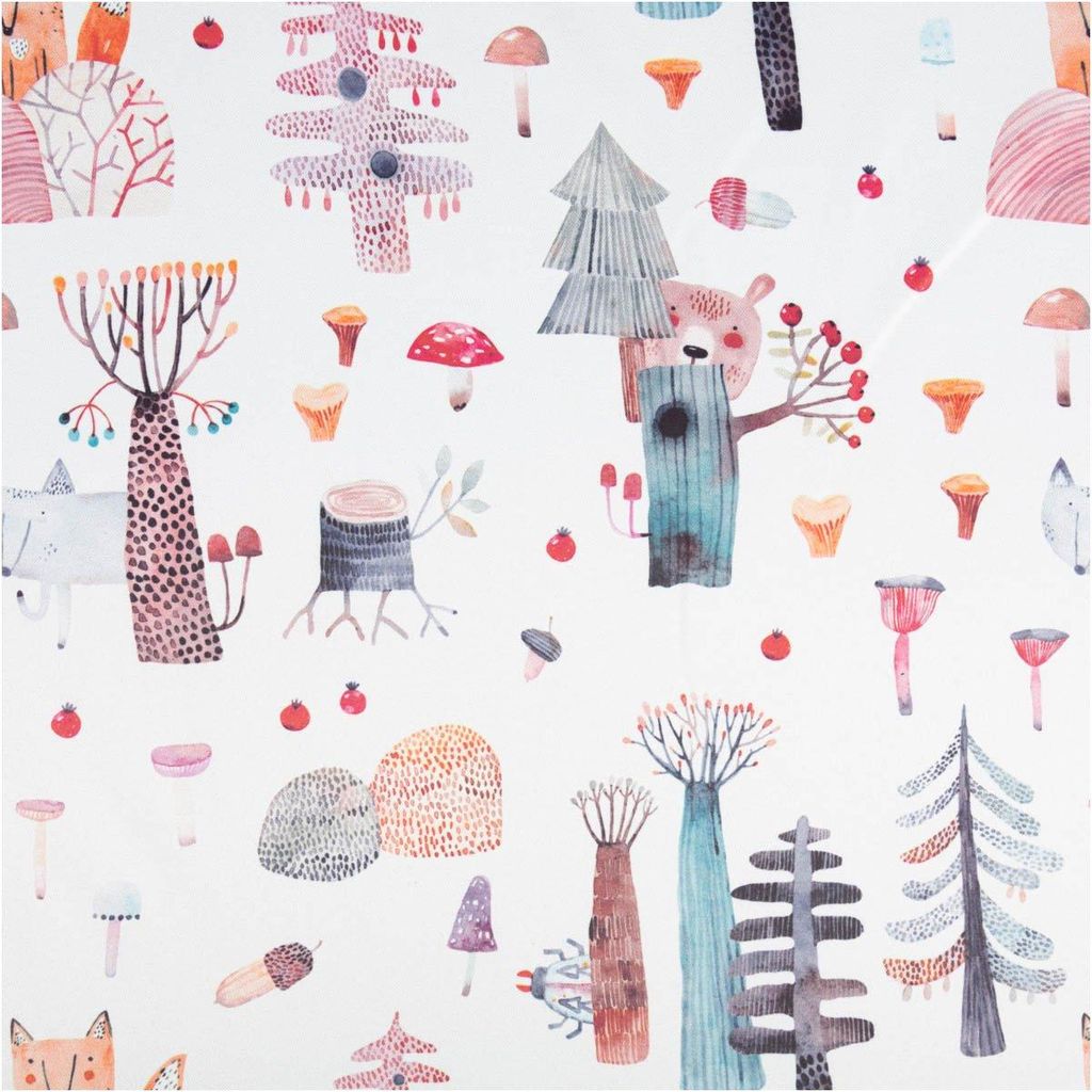 Vorhangstoff Verdunklung isolierend Waldtiere Bäumen bunt 1,50m Breit