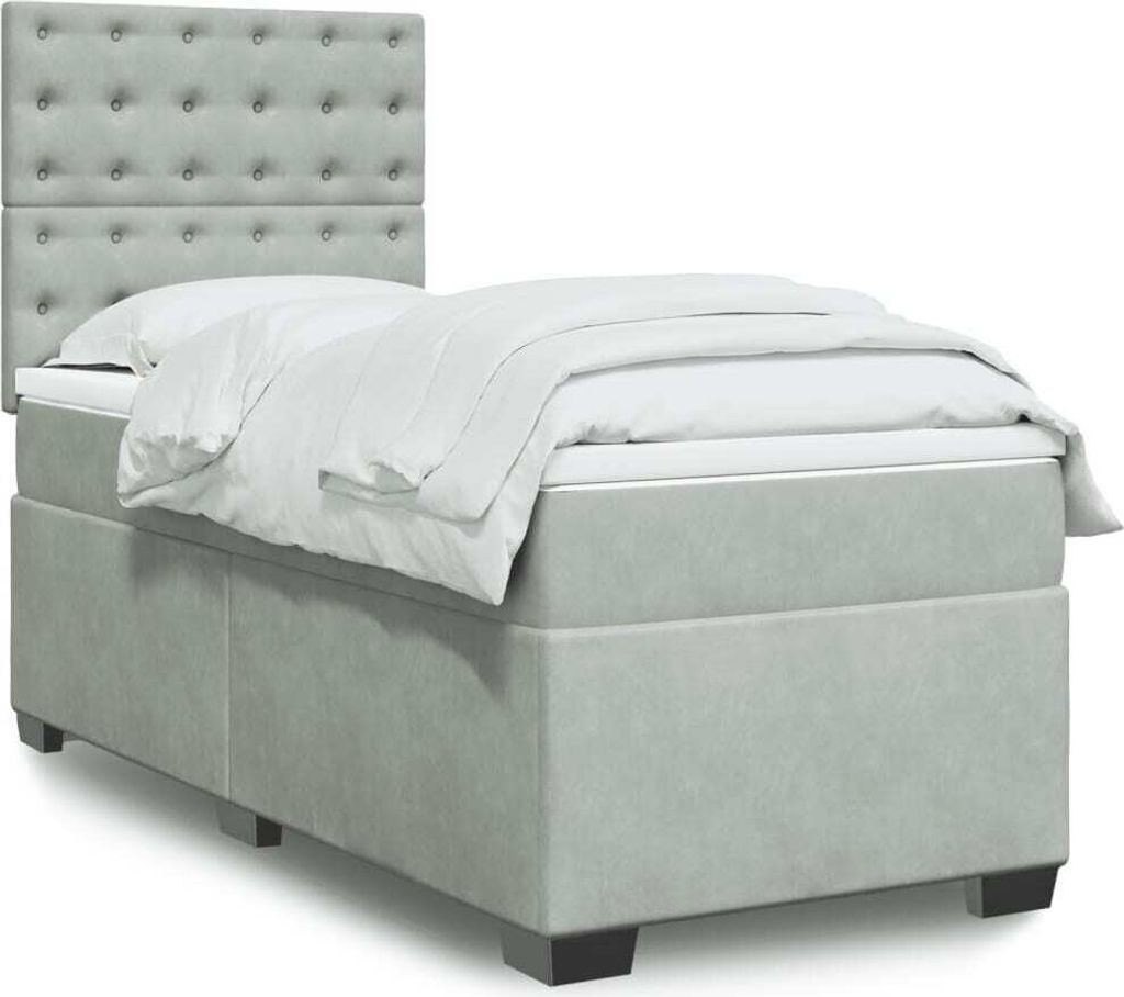 Maison Exclusive - Boxspringbett mit Matratze Hellgrau 80x200 cm Samt