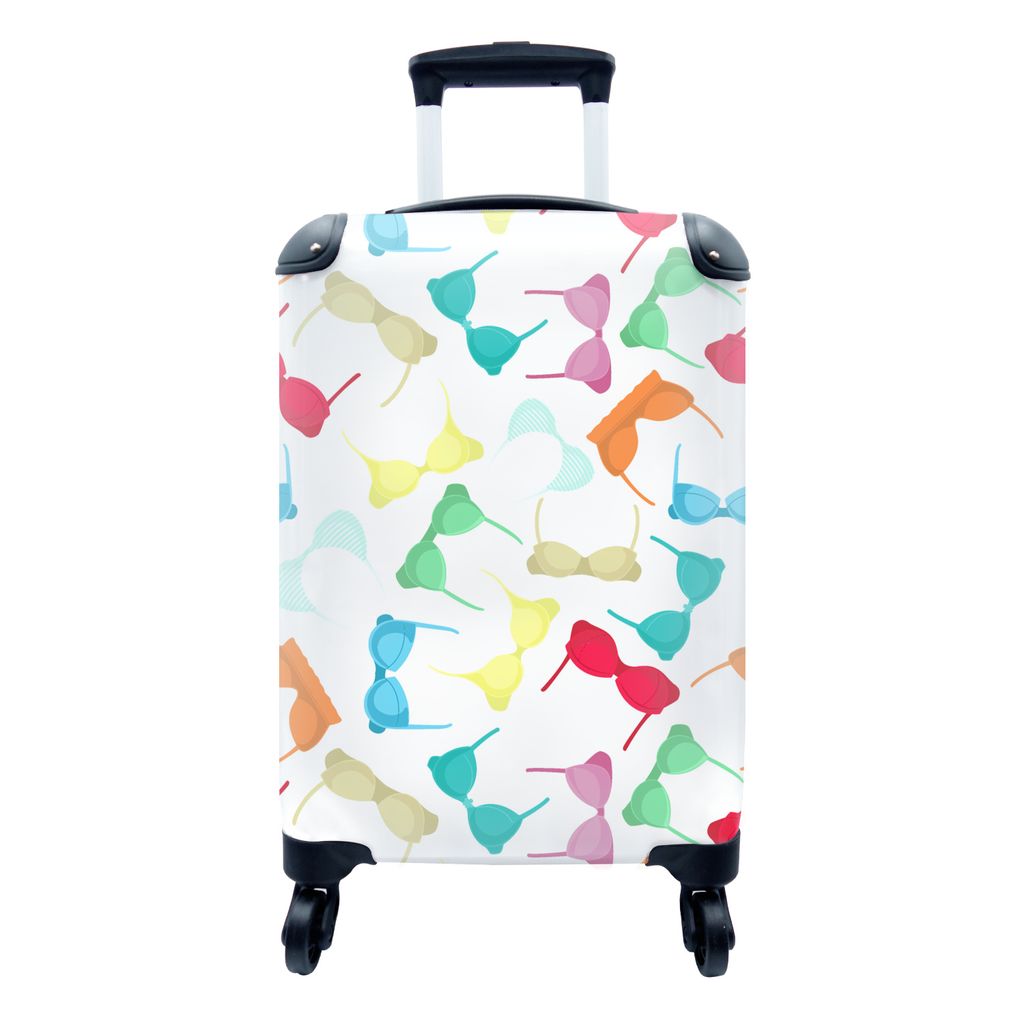 MuchoWow Koffer Handgepäck Trolley Rollkoffer Kleine Reisekoffer mit 4 Rollen - BH - Regenbogen - Frauen - Muster - Cabin Size < 55x40x23 cm & 5...