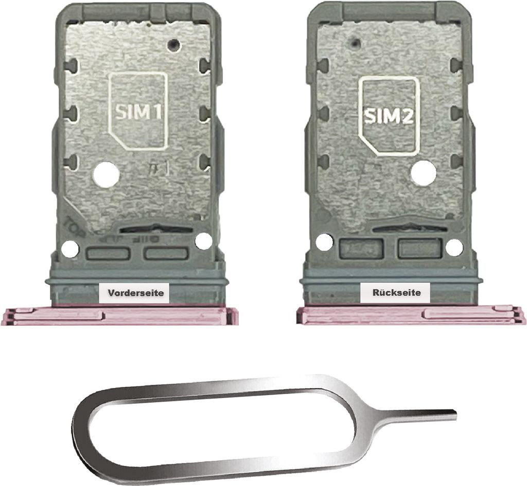 Samsung Galaxy S21 / Plus / Ultra 5G Sim Karten Halter Tray Adapter Fach Stecker Slot + Nadel Dual Pink