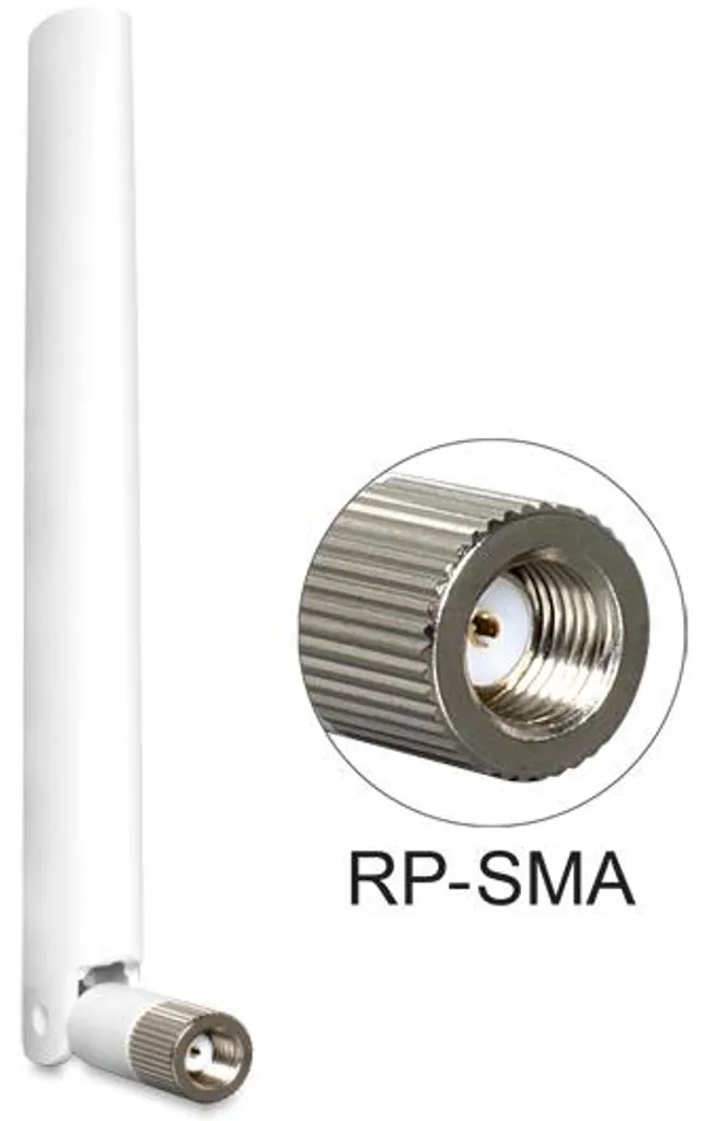 Antenne WiFi RP-SMA 2.4 dBi blanche pour corriger les pertes de signal