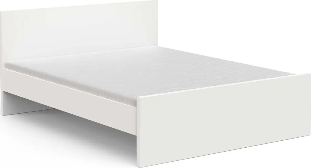 Grand lit deux places 160x200 Clyde coloris blanc avec cadre robuste