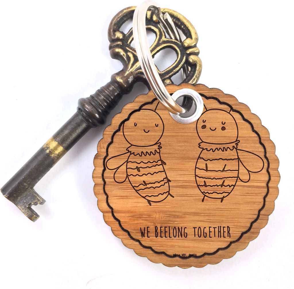 Mr. & Mrs. Panda Anhänger Biene Verliebt - Transparent - Geschenk, Wespe, Taschenanhänger, schlüssel, Holz Schlüsselanhänger