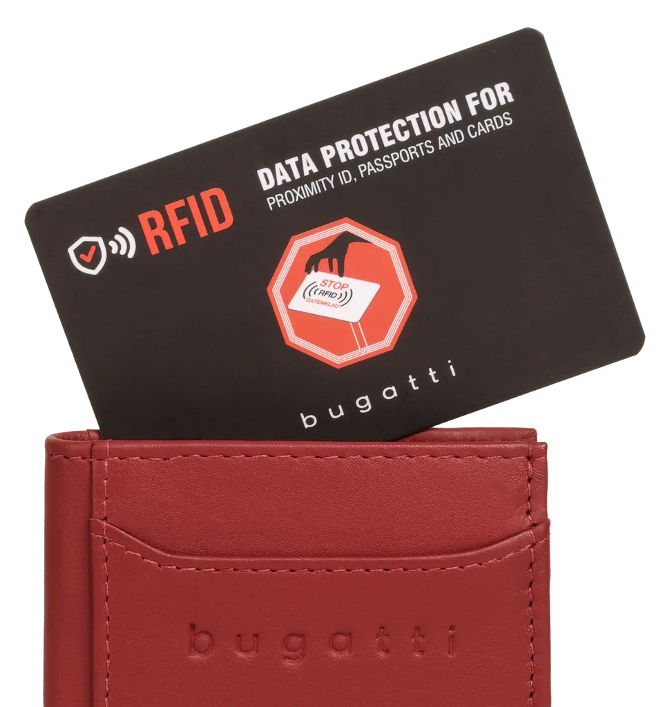 bugatti Mini Wallet Secure Slim Zip : Portefeuille RFID et compact rouge - 14