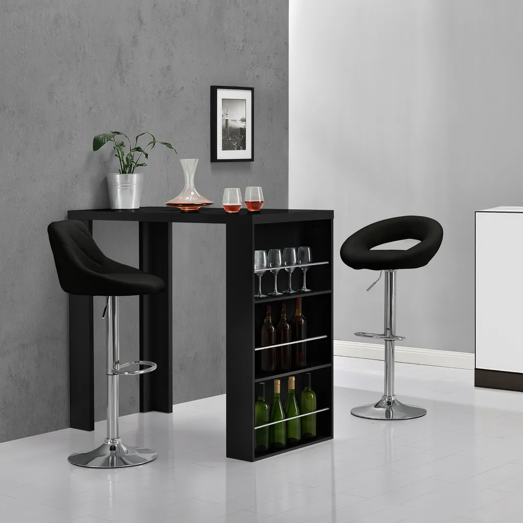 Comptoir de Bar Noir Mat Résistant - Table Haute Design avec Large Plateau - 5
