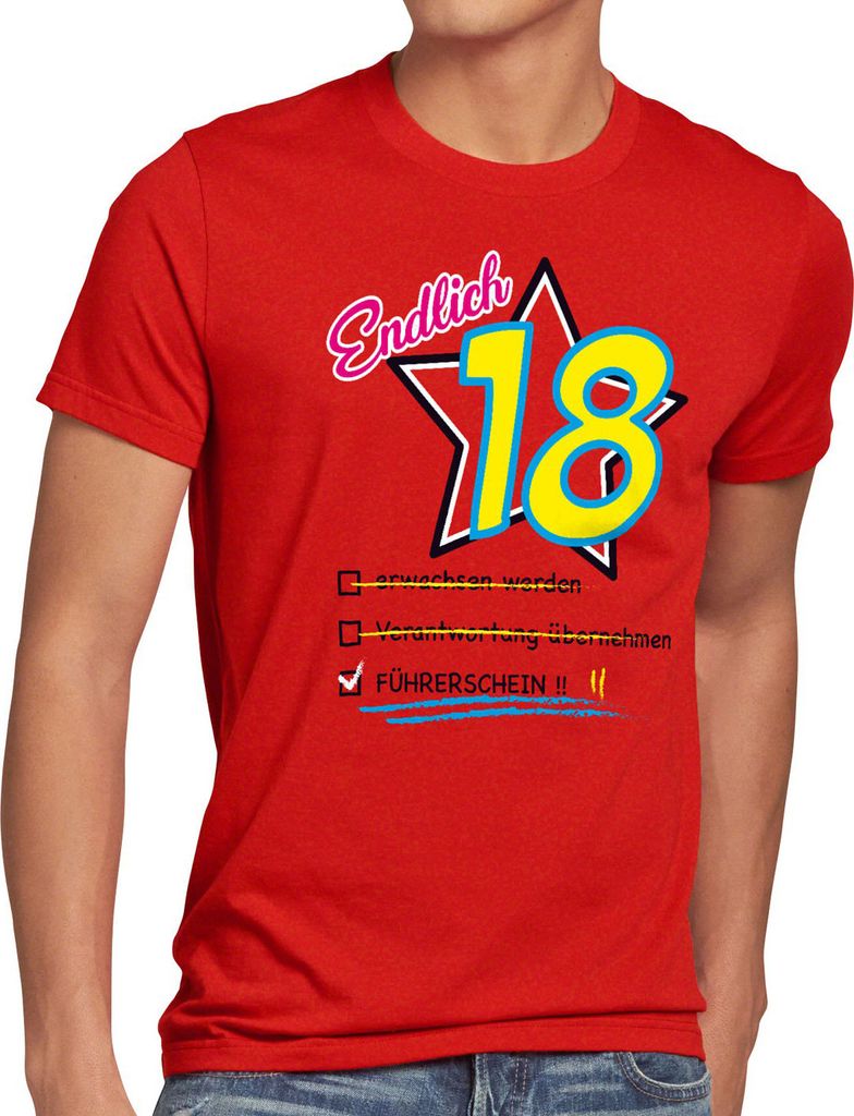 BaumwolleCloud Endlich 18 Führerschein Herren T-Shirt Geburtstag Party Fun