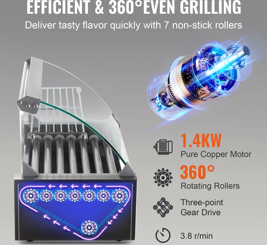 VEVOR Hot Dog Maker Hot Dog Grill Hotdog Rollen Grill Produktbild 5