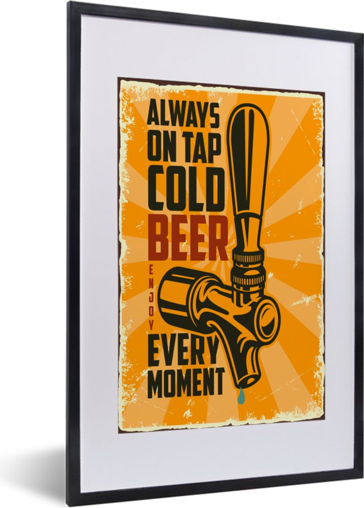 MuchoWow MuchoWow Gerahmtes Poster Mancave - Bierpumpe - Vintage - Angebot 40x60 cm - Poster mit zchwarzem Bilderrahmen - Poster in Rahmen