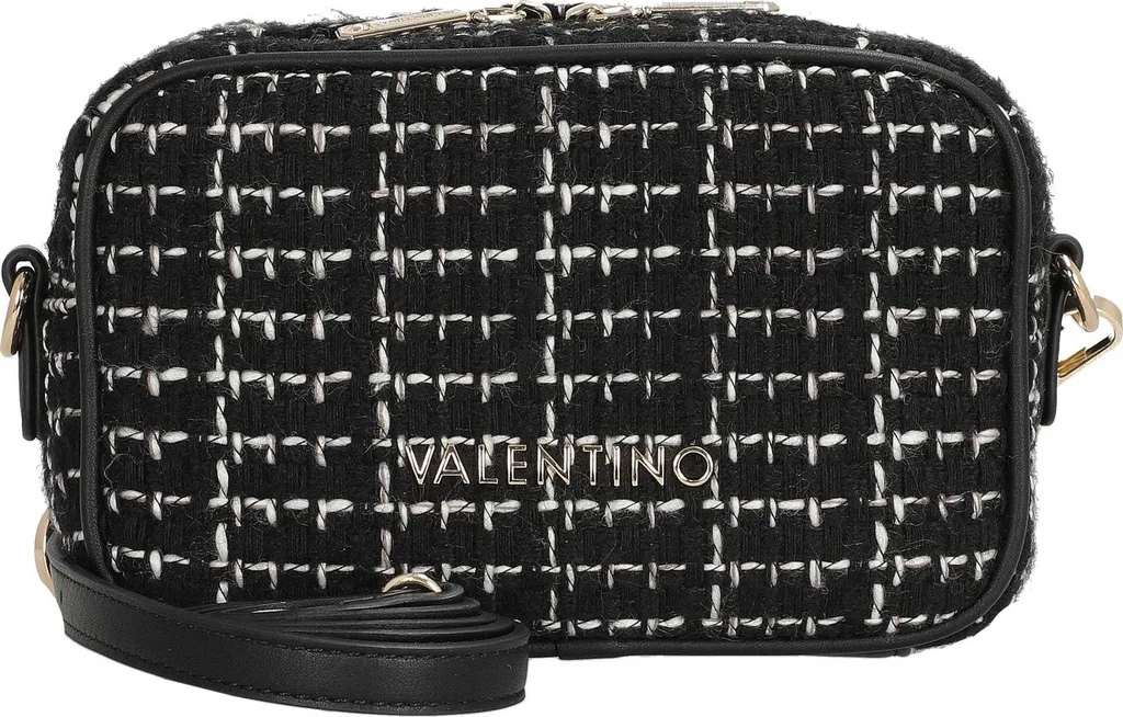 Sacoche bandoulière femme en tweed noir et multicolore 20cm