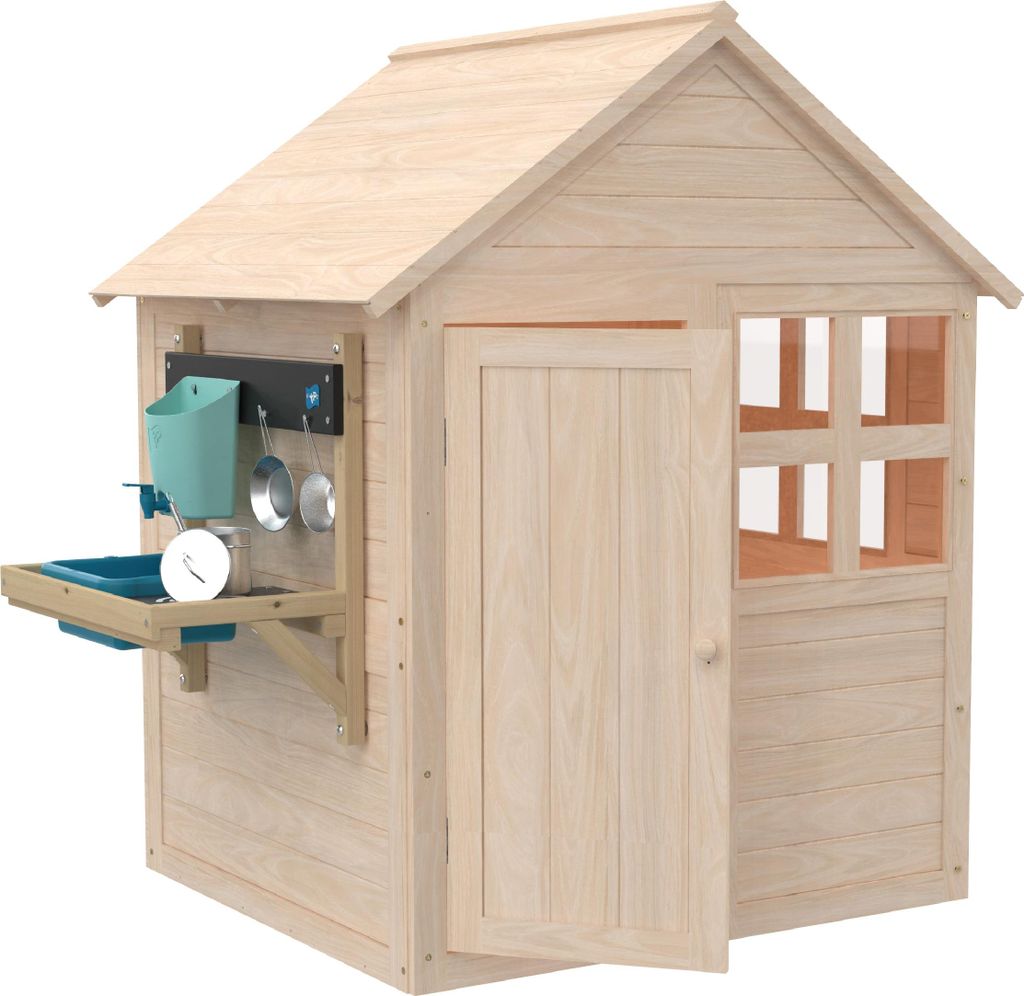 Kinderspielhaus mit Boden und Outdoor-Küche BOUTON D'OR COTTAGE Braun