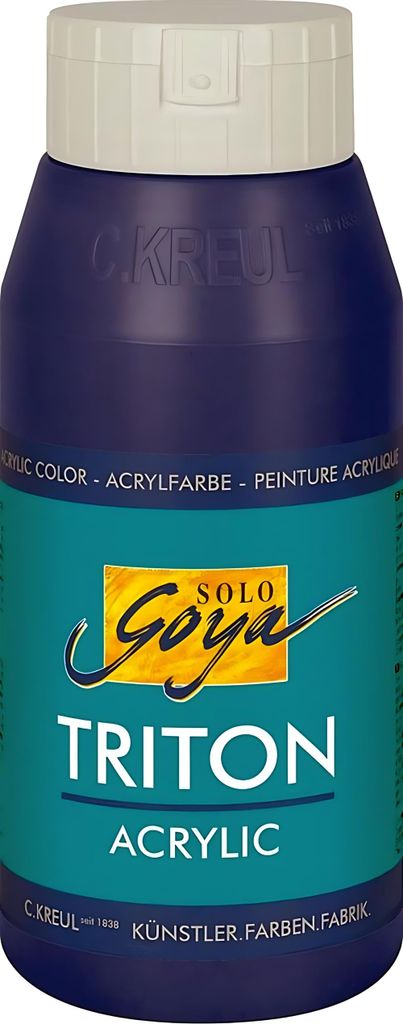 A bottle of KREUL Triton Acrylic Liquid paint in Nachtblau (night blue).