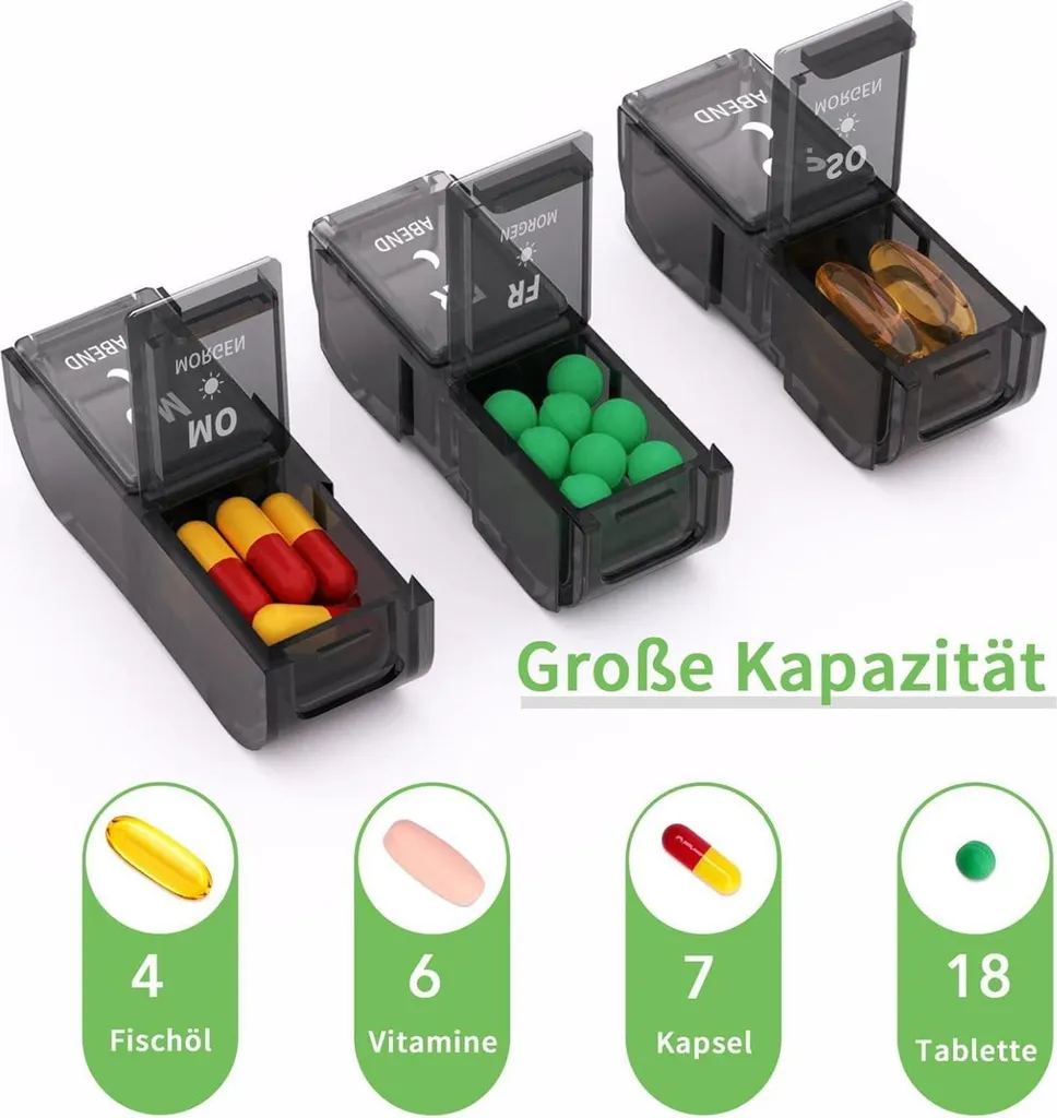 Boîte à comprimés Opret 7 jours avec 2 compartiments Matin et Soir