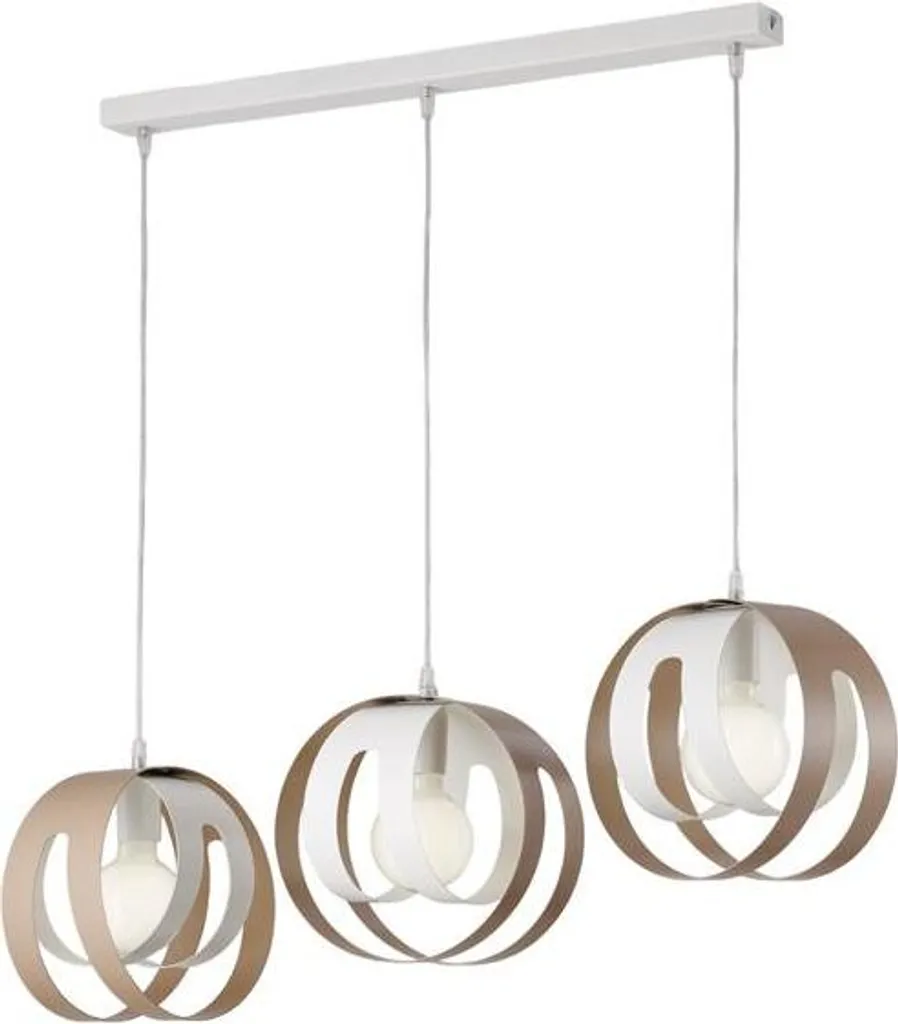 Suspension 3 lumières Tobias en fer blanc gris et câbles réglables 80cm