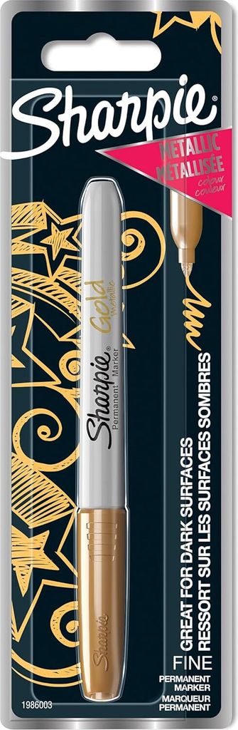 Sharpie 1986003, Zlato, Tenký hrot, Zlato, Šedá, Jemná, Obrázok produktu 
