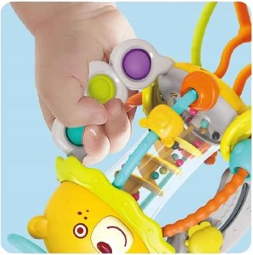 Jouet Sensoriel Bébé Silicone - Corde à Tirer et Boutons Multi-Texture - 5