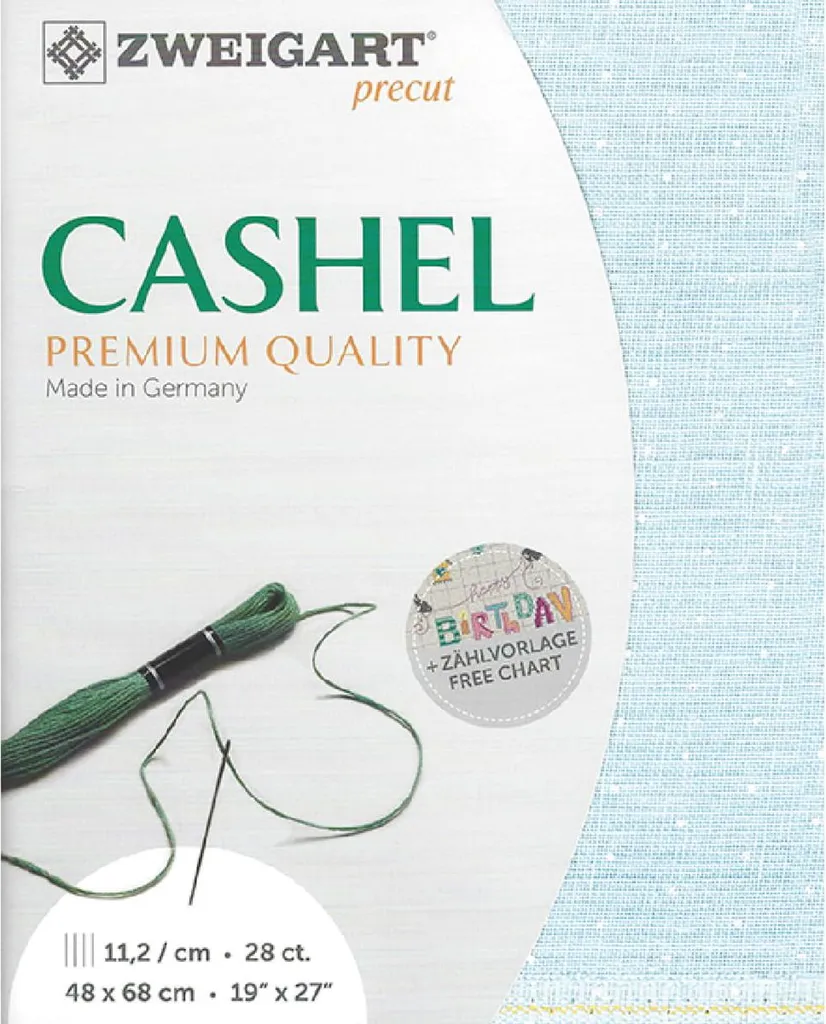 Zweigart Cashel Precut 28ct Lino 3281-5469 Blu Pois 48x68 cm