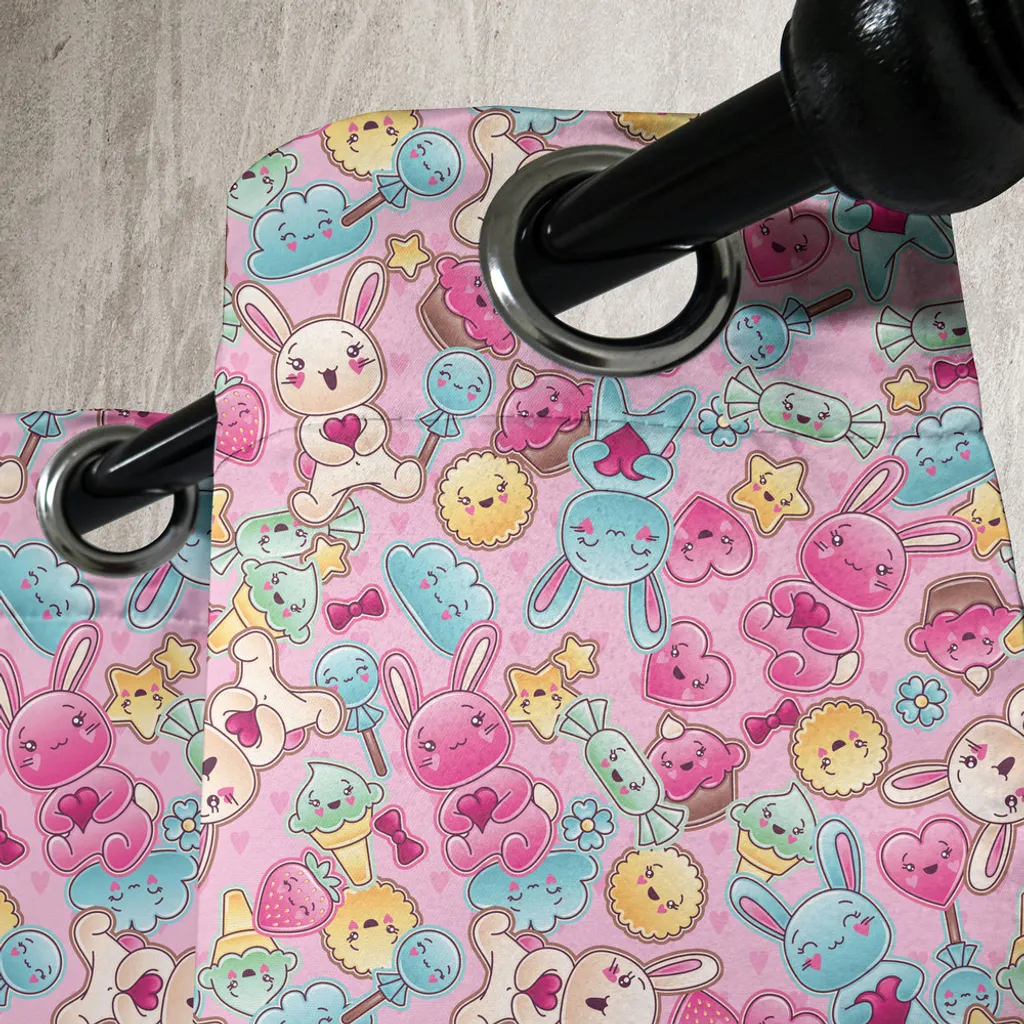 Tende Decorative Kawaii ABAKUHAUS | Rosa e Senape per Cameretta - 2