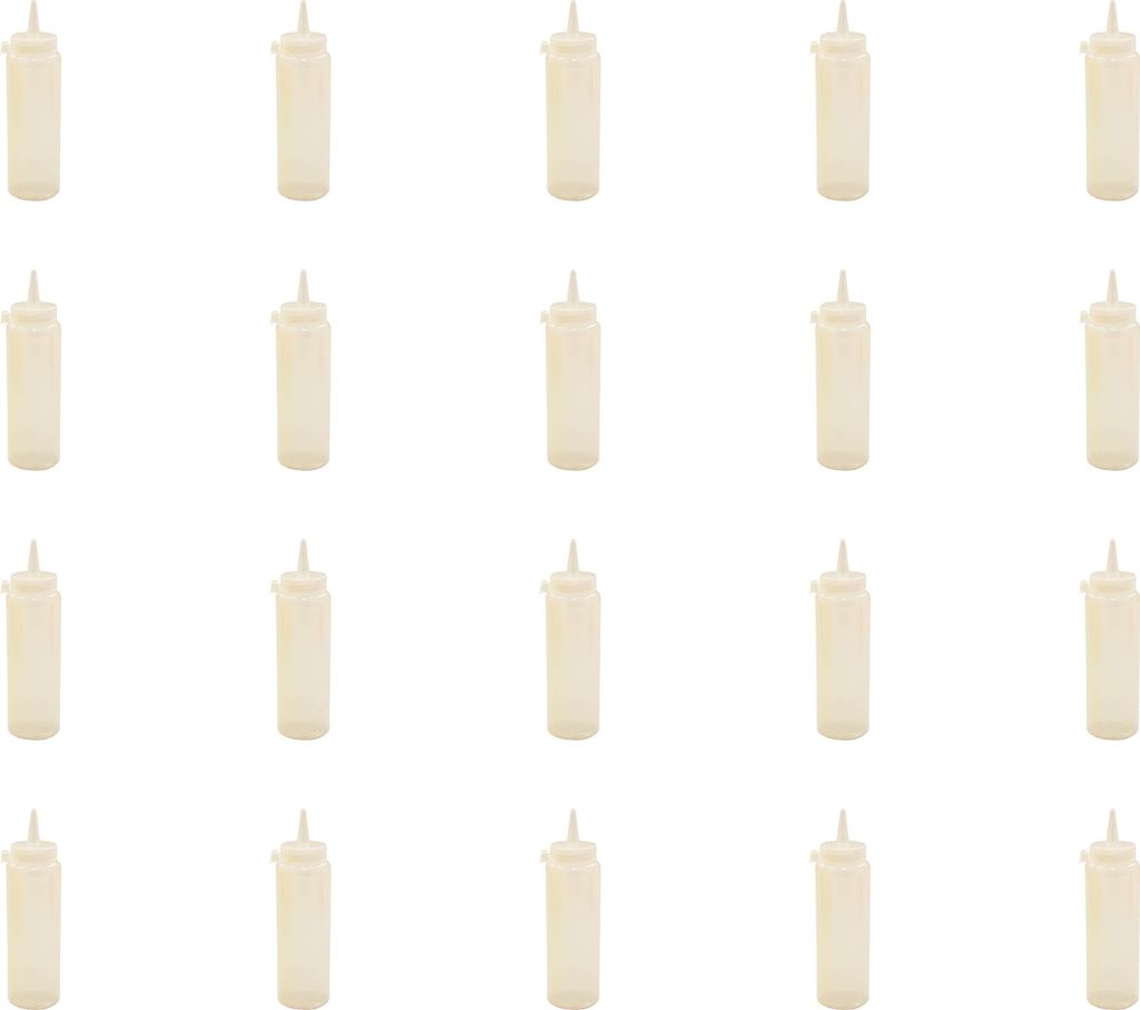 AcMax 20 Stück Saucenspender Quetschflasche 200ml WEISS-TRANSPARENT Spenderflasche für Ketchup Senf Saucen mit Deckel