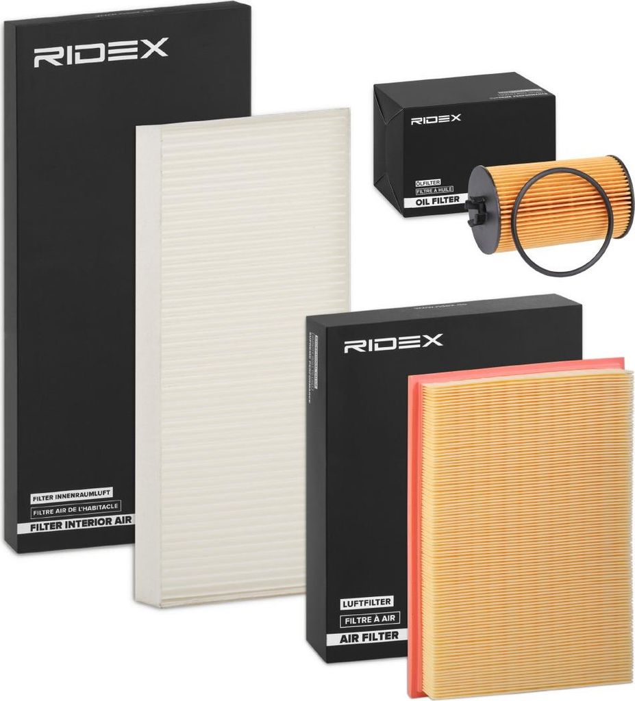 RIDEX Filterset Inspektionspaket Filtersatz für OPEL Mokka / Mokka X (J13) Corsa C Schrägheck (X01) Corsa E Schrägheck (X15) Tigra TwinTop (X04)