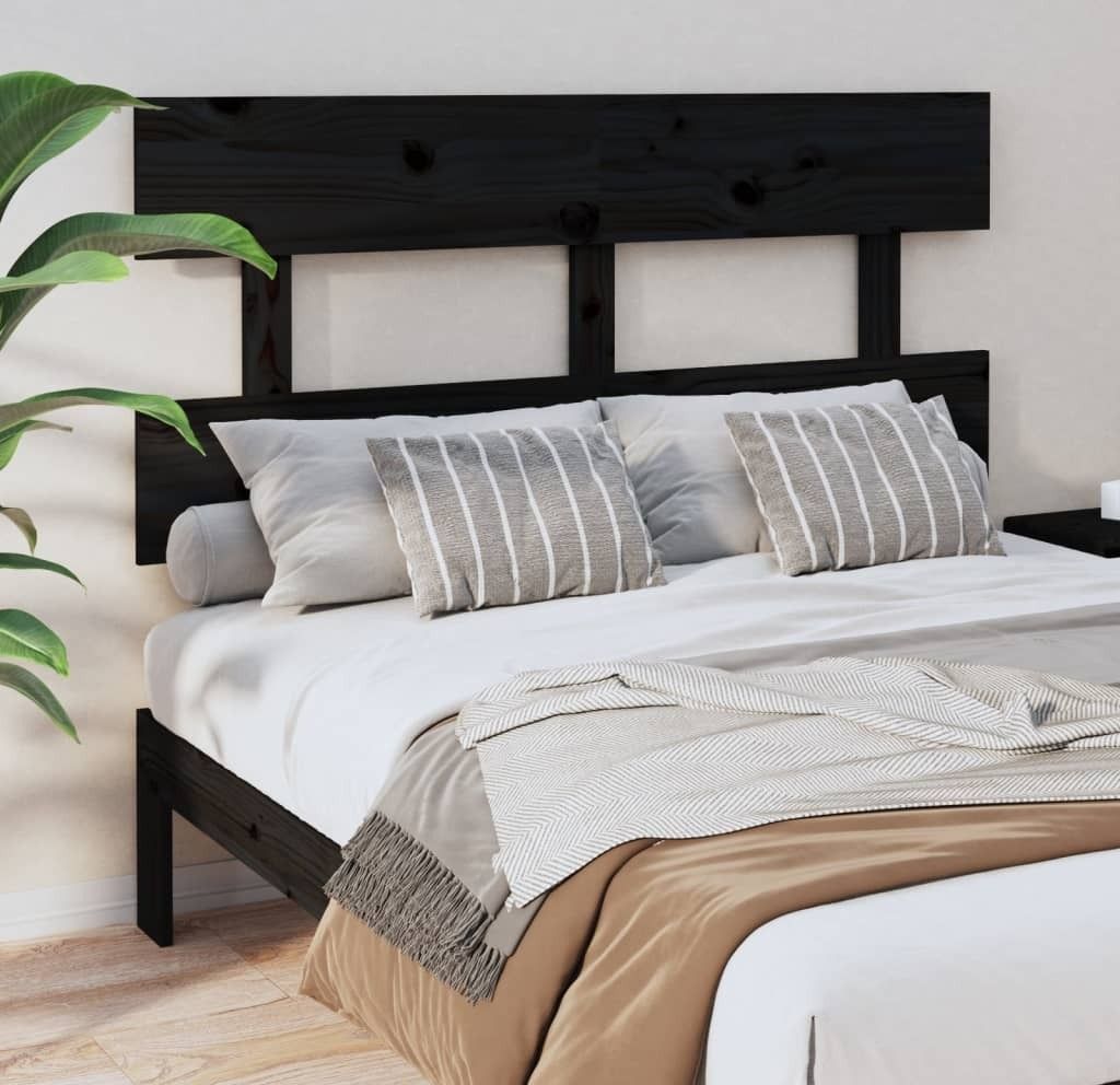 vidaXL Kopfteil Schwarz 144x3x81 cm Massivholz Kiefer - Kopfteil - Kopfteile - Bettkopfteil - Holzkopfteil