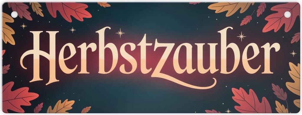 Herbstzauber Metallschild mit bunten Blättern
