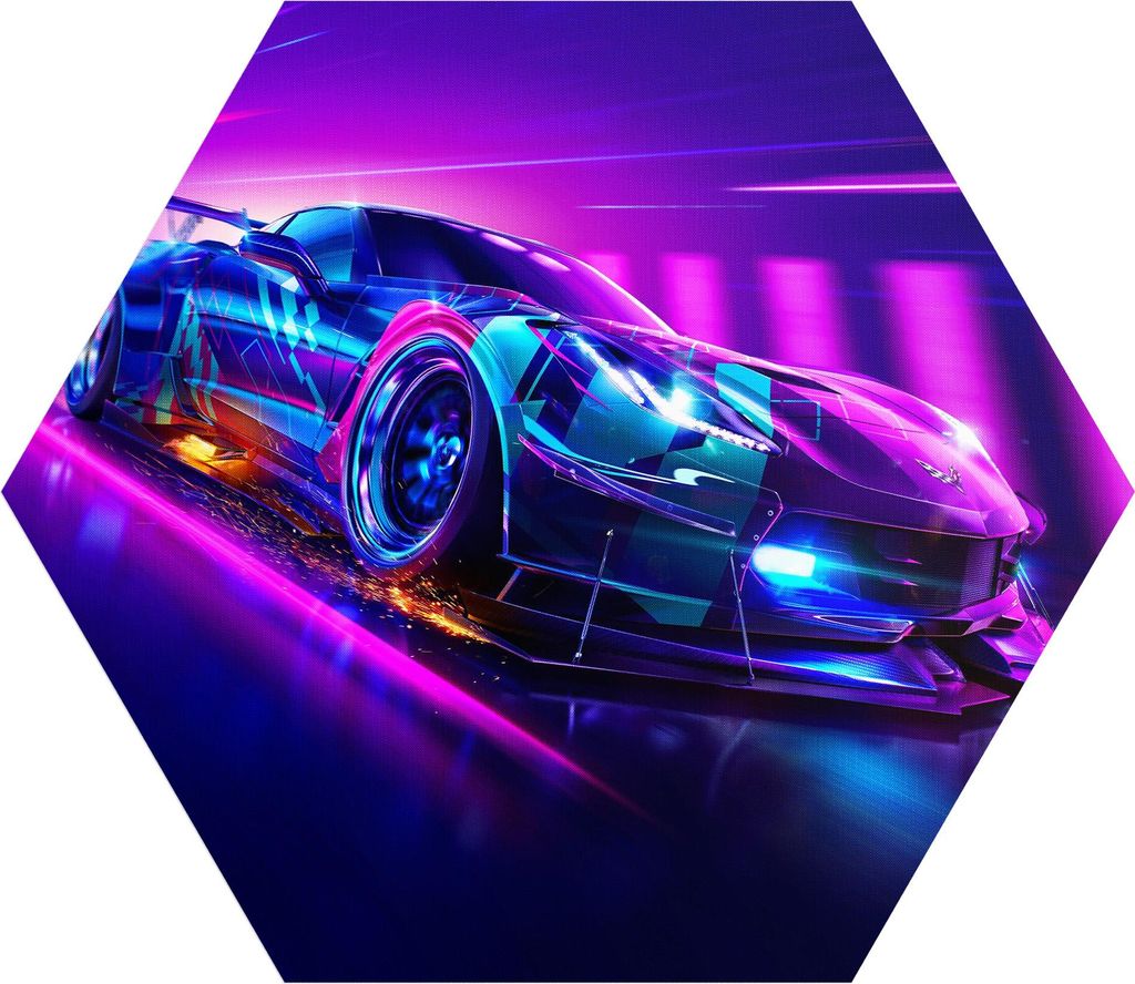 DEQORI Fototapete Sechseck 90x78 cm 'Corvette Verfolgungsjagd' Wand Tapete Sticker