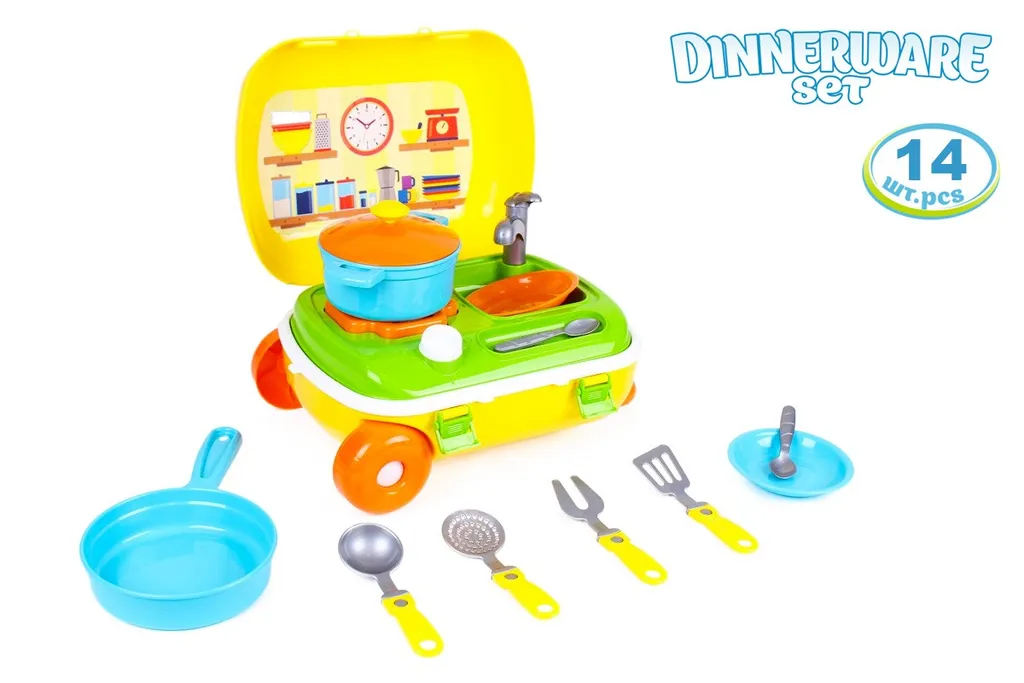 Cuisine avec vaisselle complète TEH6078 : finis les jouets éparpillés