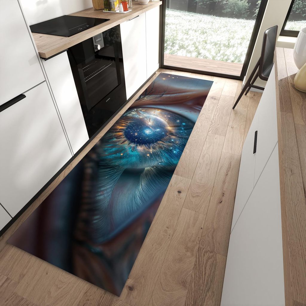 Küchenteppich 80x280cm rutschfest & abwischbar PVC Läufer - Galaxie im Auge