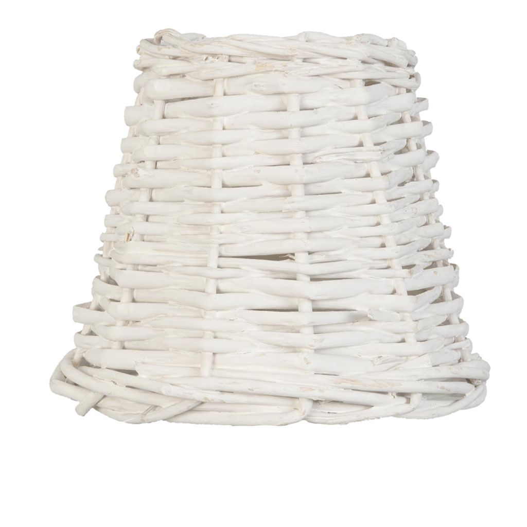 Clayre & Eef Lampenschirm Ø 14x12 cm Weiß Rattan Rund Produktbild 1