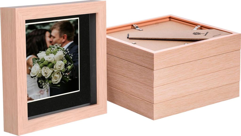 5x hellbraun 6 x 6 zoll 3d box holz fotorahmen mit schwarz 4 x 4 zoll montieren - stehend hängende handwerk shadies meering bild danke fall für b...