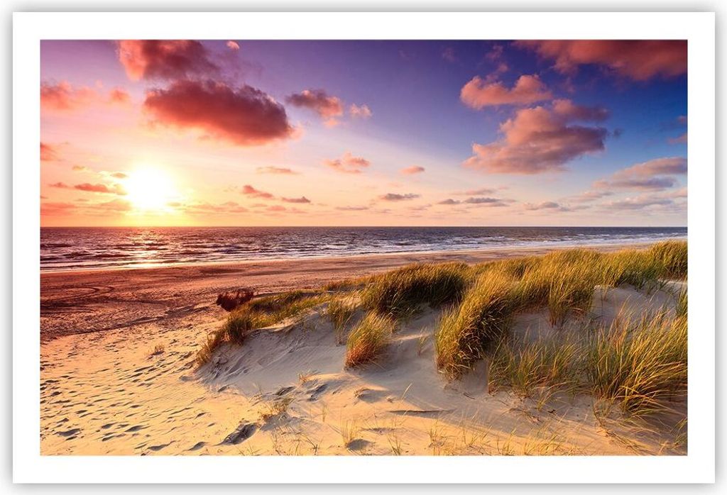 Poster - Poster ohne Rahmen - Meer Strand Düne - 91,5x61 cm - Wand Bild - Wanddeko - Wandbilder - Kunstposter - Wandposter - Bilder - Kunstdruck -...