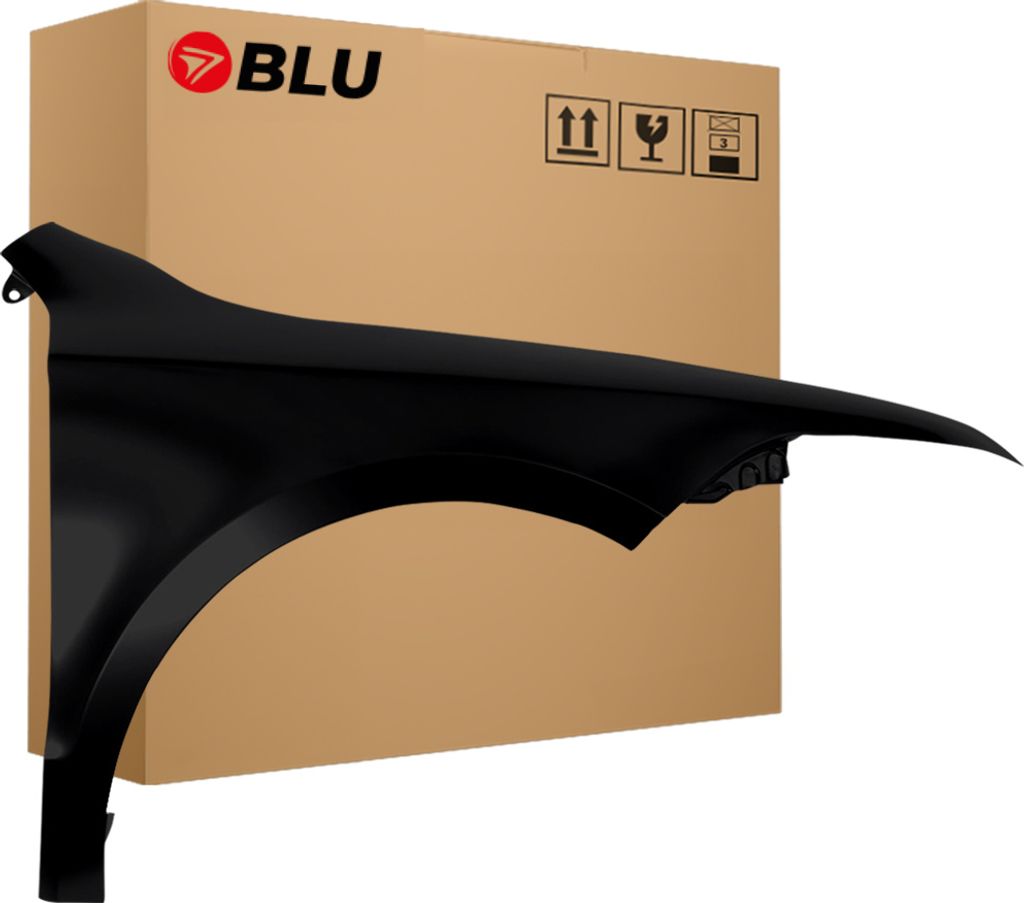 BLU Kotflügel Passend für Skoda Superb II 3T LF9R Rechts Schwarz SchwarzMagie | 2008-2013 | Vorderseite Vorne | Lackiert | Einbaufertig