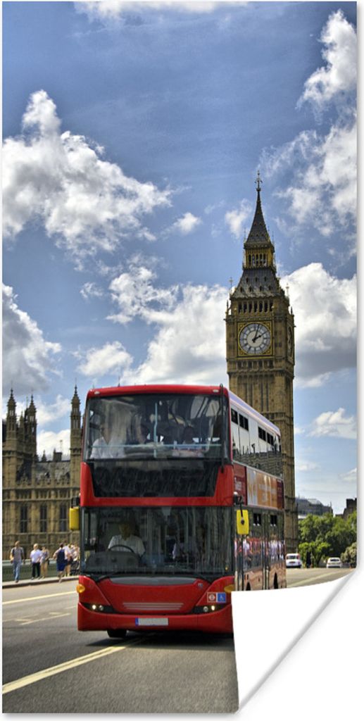 MuchoWow Poster Ein roter Bus mitten in London 80x160 cm - Kinderzimmer