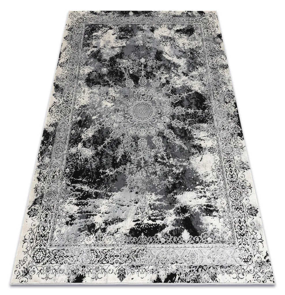 Tapis vintage structuré VINCI ivoire gris beige effet relief 80x150