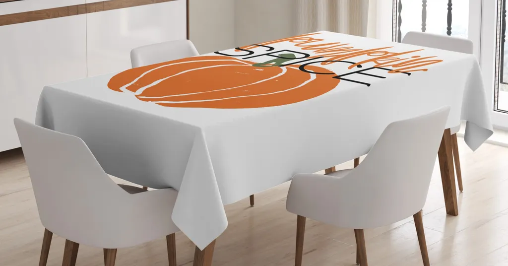ABAKUHAUS Tovaglia con motivo zucca, Happy Fall Season, resistente allo sporco, facile da pulire, lavabile, stampa con colori vivaci che non sbiadiscono, 140 x 200 cm, verde oliva e rosso cinabro