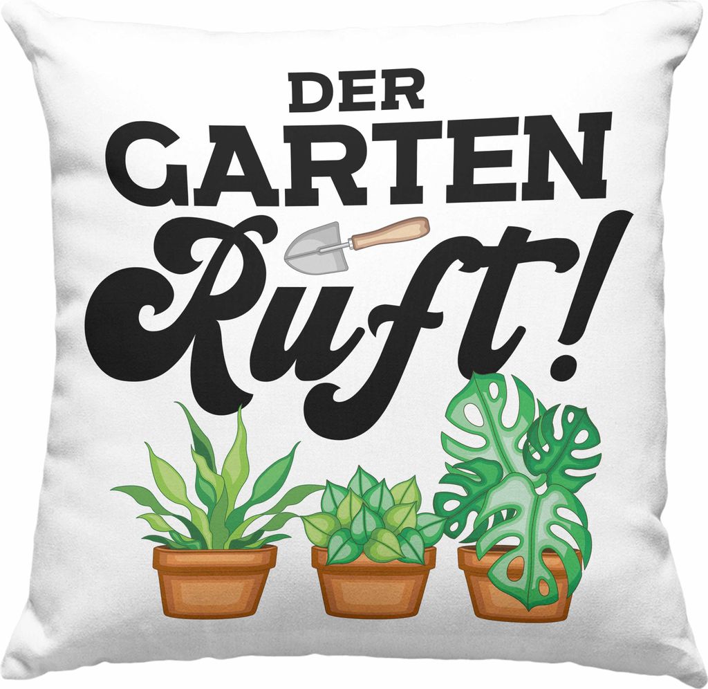 Trendation - Gärtner Deko-Kissen mit Füllung 40x40 Geschenk Oma Opa Der Grarten Ruft Hobbygärtner Deko-Kissen mit Füllung 40x40 Geschenk Lands...