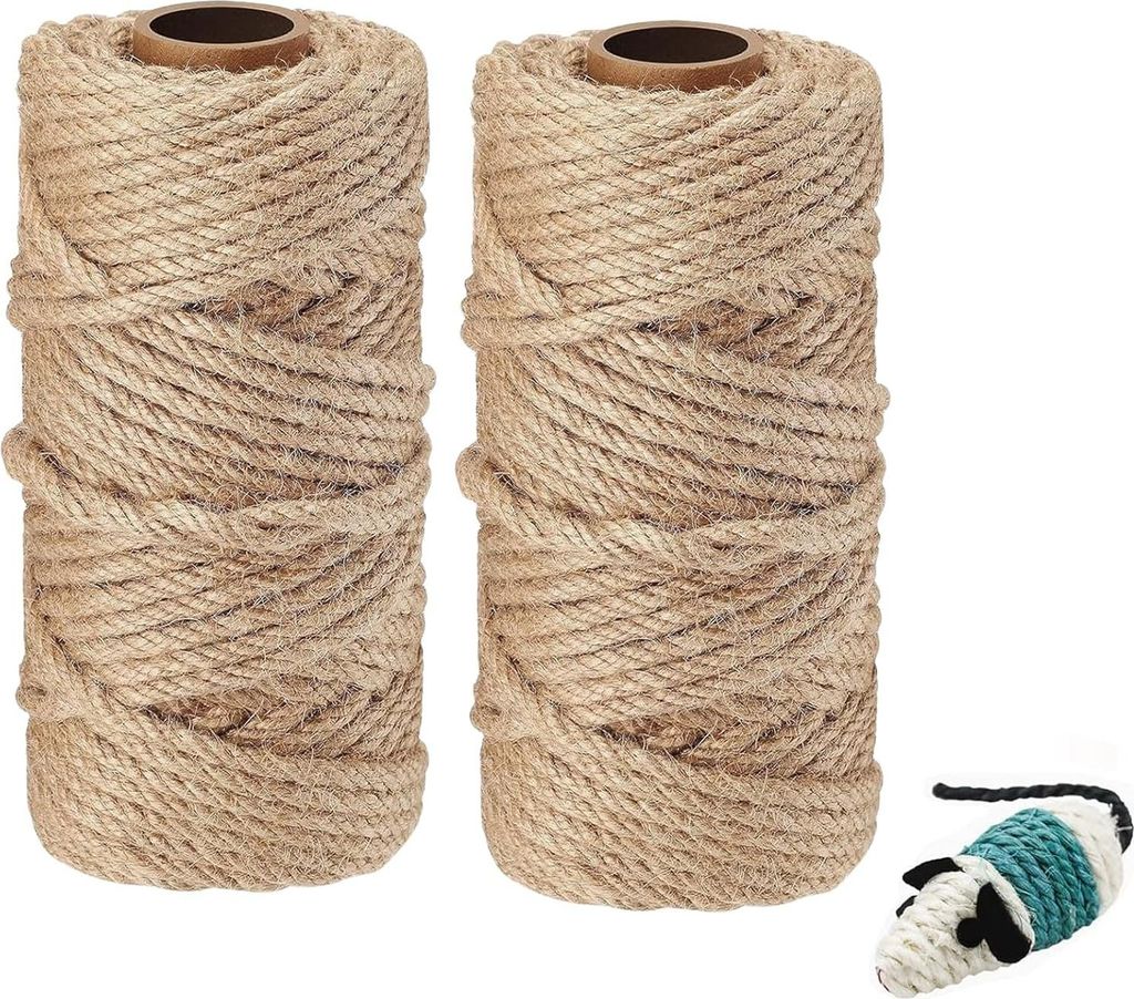 Sisaltau 6 mm x 50 m - Natürliches Sisal-Juteseil - Set von 2 - Katzenzubehör - Dekorationsseil - Haushalt