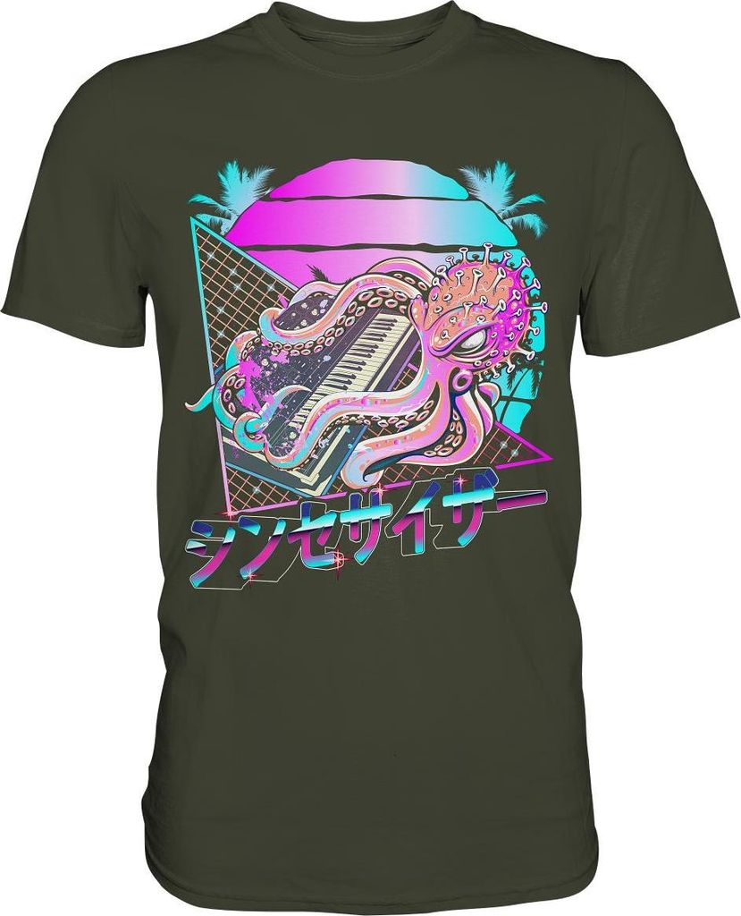 Synthesizer Octopus Vaporwave Kraken Modular Analog T-Shirt Produktbild 