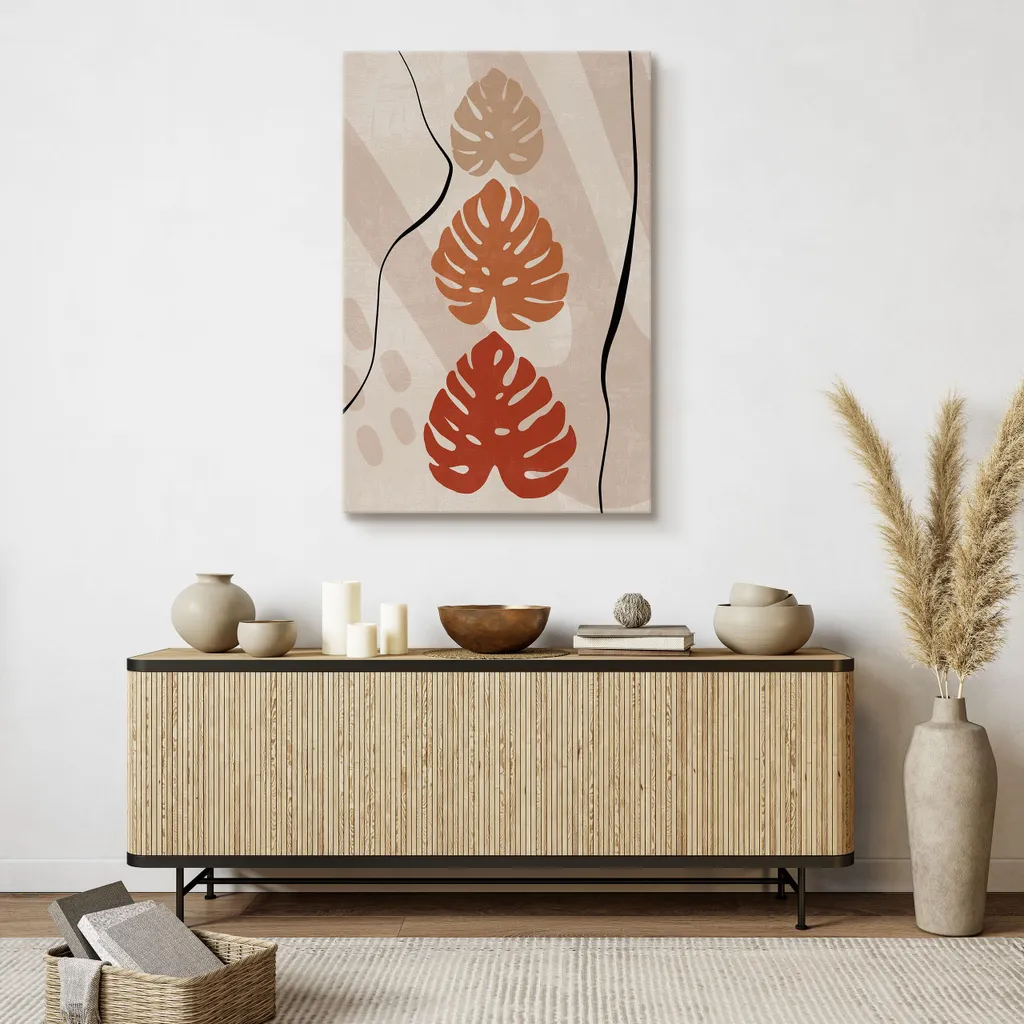 Muralo su tela MONSTERA LEAVES piante astrazione stile boho l. 80cm x h. 120cm - 7
