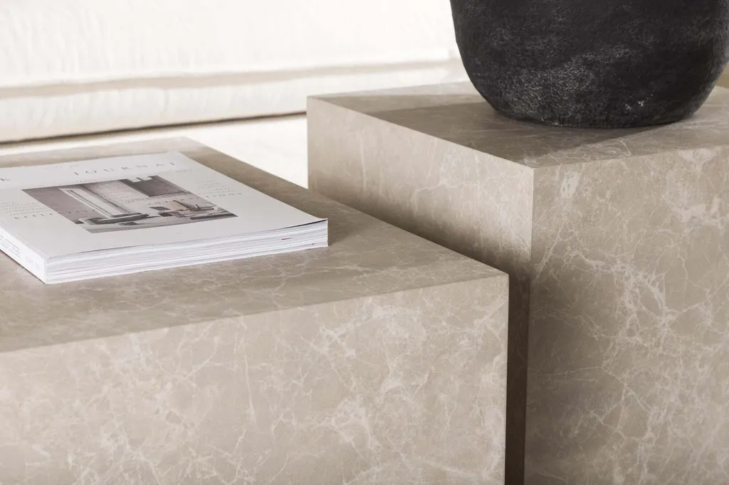 Table Basse Robuste York 40cm Marbre Gris : Stable et Facile à Monter - 8