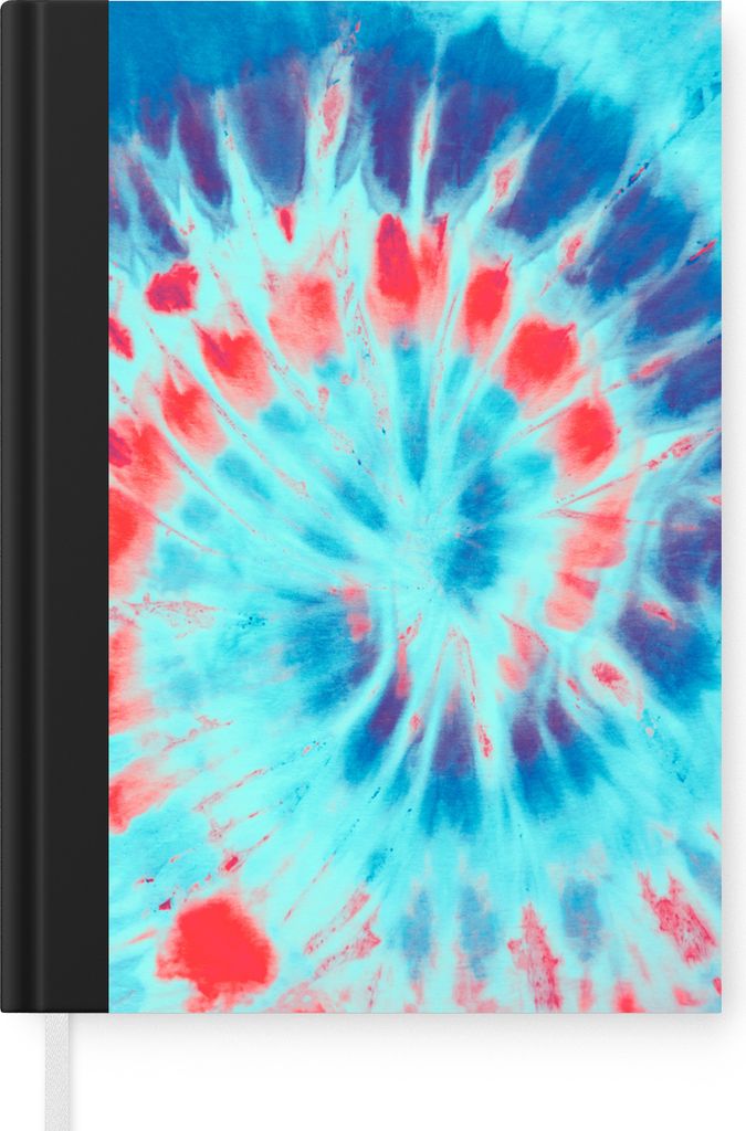 MuchoWow Notizbuch Tagebuch Haushaltsbuch Notebook A5 Sommer - Krawattenfärbung - Rot - Notizblock - Notizheft - Notebook - Schreibblock - Papier