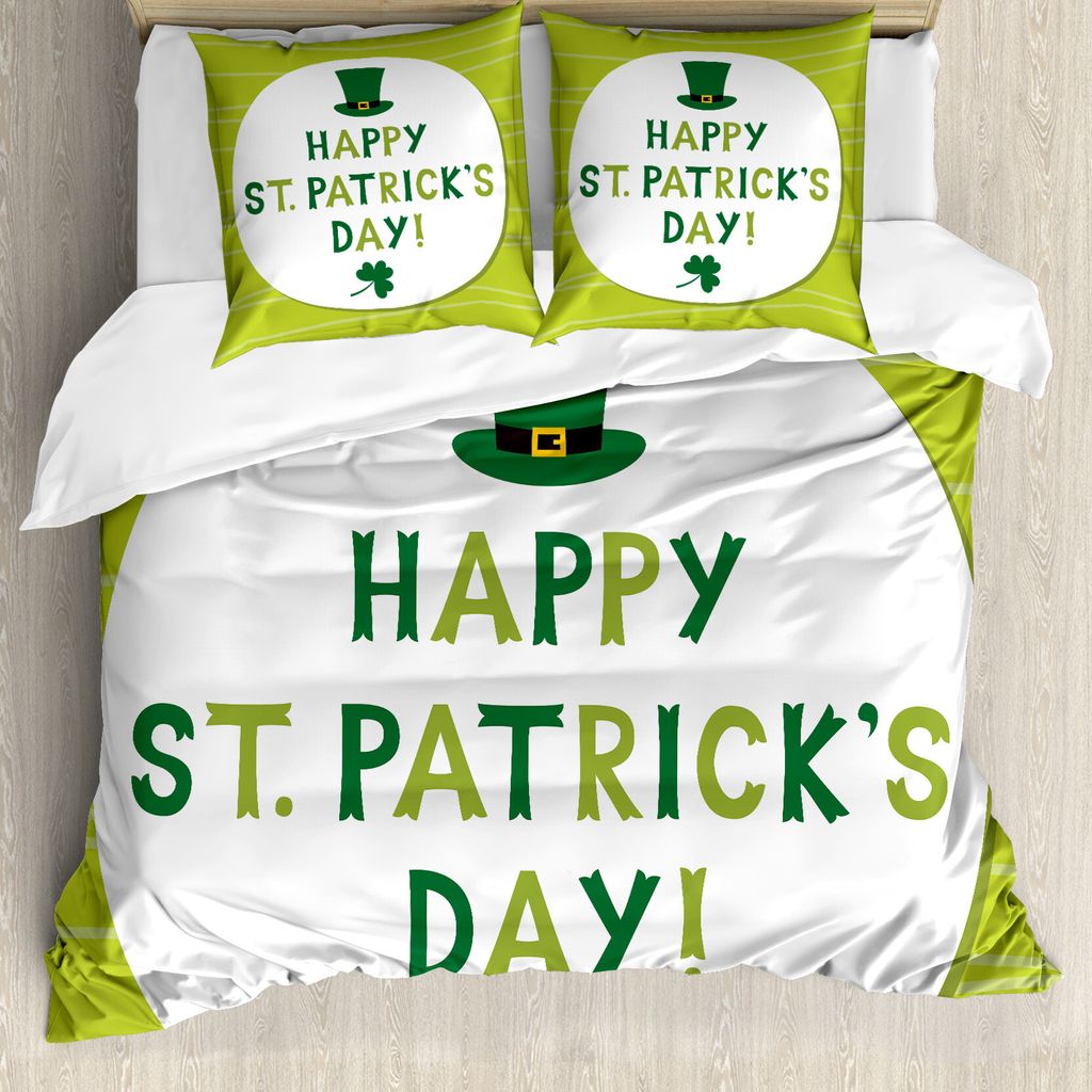 ABAKUHAUS St. Patrick Tag Bettbezug, Retro, Milbensicher Allergiker geeignet mit Kissenbezügen, 155 cm x 220 cm - 80 x 80 cm, Pale Green White