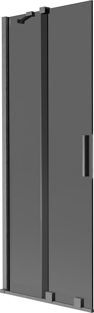 Mexen Velar Badewannen-Faltwand, 2-teilig, 70 x 150 cm, Graphit, gebürstetes Gun Gray - 896-070-000-41-66