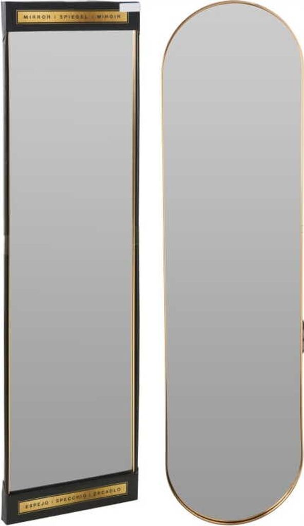 Ovaler Spiegel mit goldenem Rahmen, groß, 115 x 30 cm