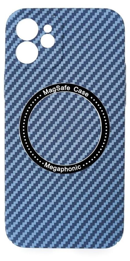 Magnetic Carbon Case kompatibel mit iPhone 12 MagSafe Handyhülle Bumper Cover Blau